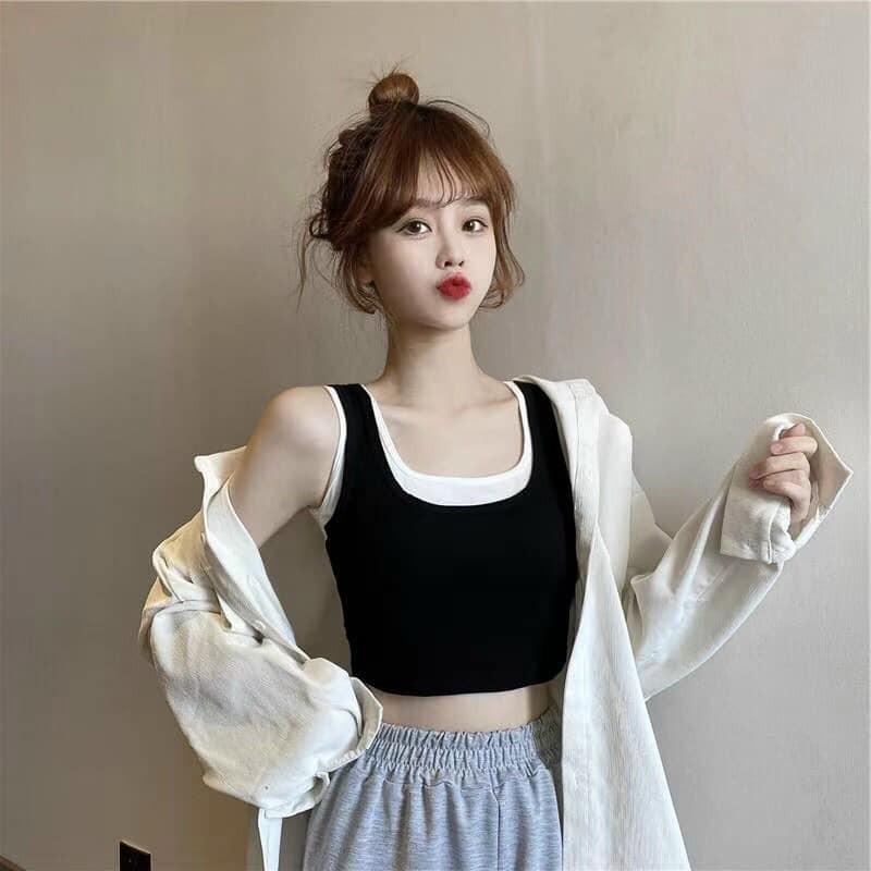 Áo ba lỗ dáng croptop chất đẹp có đệm ngực