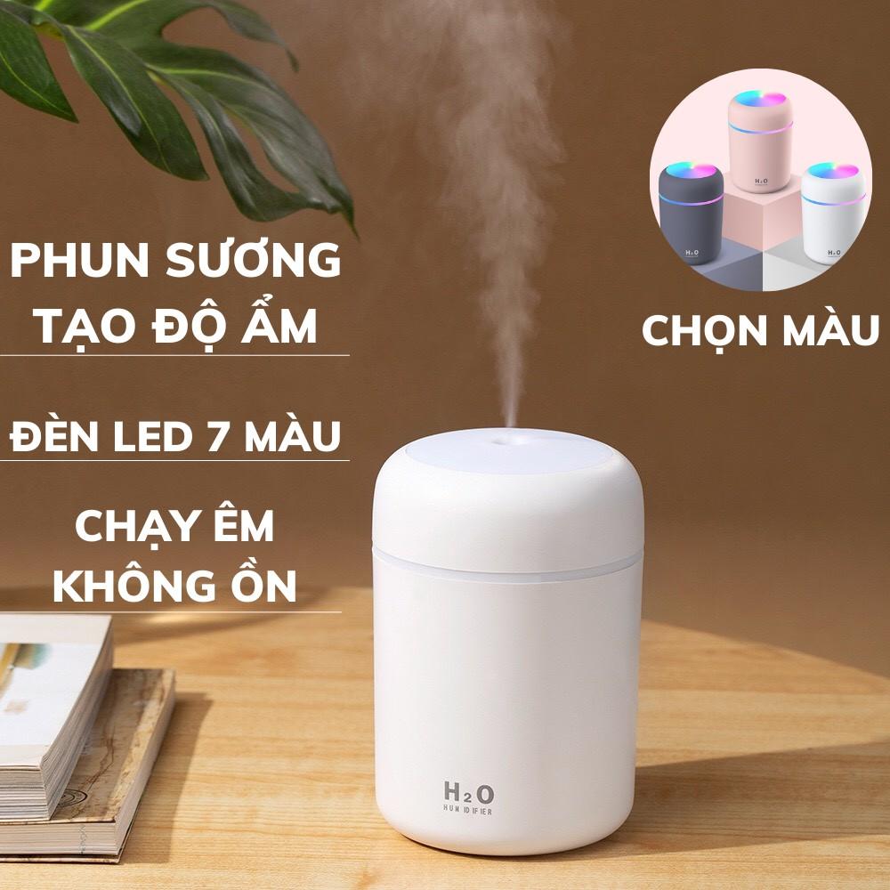 Máy Phun Sương Khuếch Tán Tinh Dầu H2O Tạo Độ Ẩm Đèn Led Nhiều Màu Sắc Mini Dung Tích 300ml