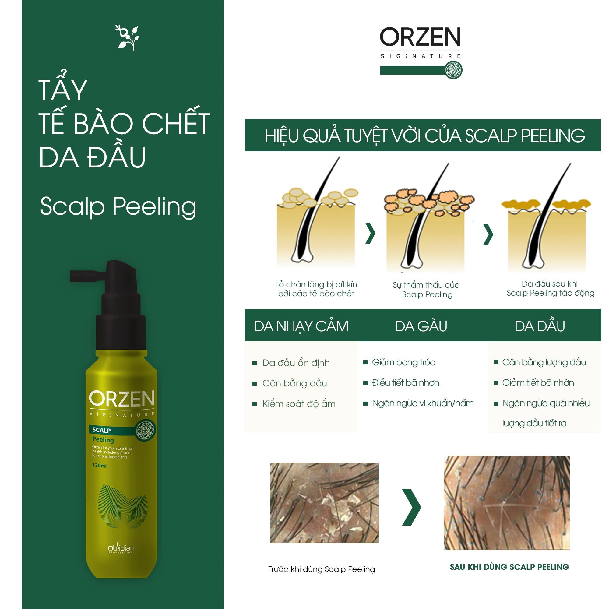 Tẩy tế bào da đầu chết Obsidian Orzen Signature Scalp Peeling Hàn Quốc 120ml tặng kèm móc khoá