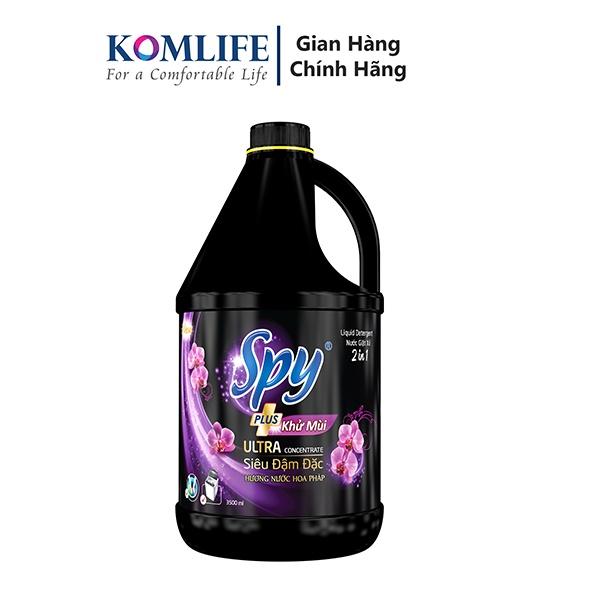 Nước giặt xả SPY ULTRA CLEAN PLUS can 4,6L màu TÍM 2 trong 1 Sạch sâu Thơm lâu Diệt khuẩn