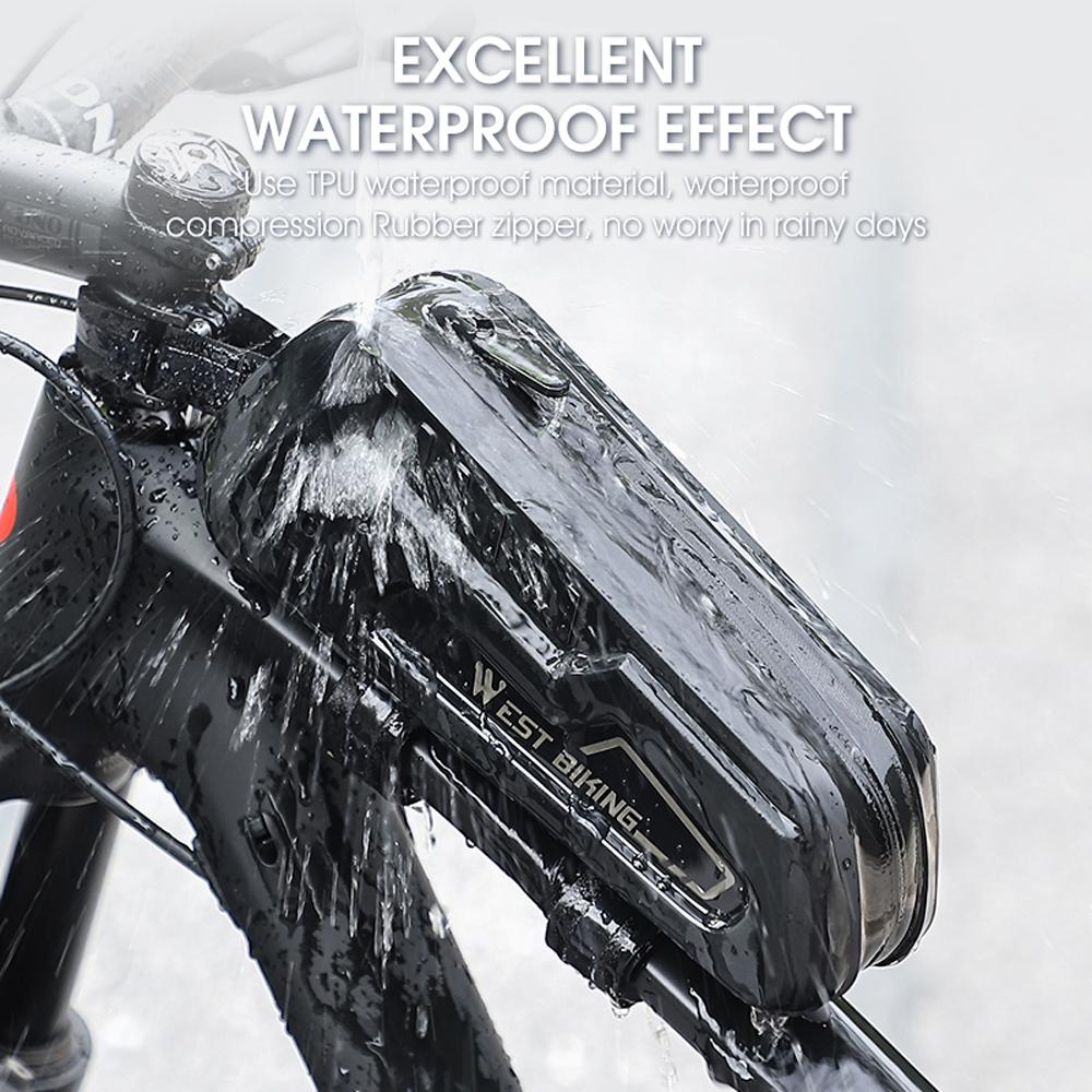 WEST BIKING Bicycle Bag Waterproof Bike Frame Bag Cycling Bag Bicycle Front Tube Frame Bag Road Bike Accessories