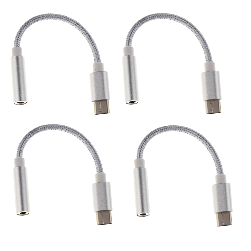 4 Pieces USB-C Type C To 3.5 mm   Adapter Earphone Audio Cable