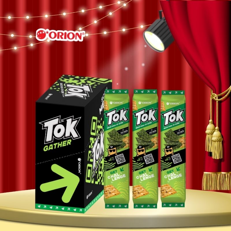 Hộp 10 gói Bánh Khoai Tây Nướng TOK Orion vị TẢO BIỂN 365g (36.5g x 10 gói/hộp)