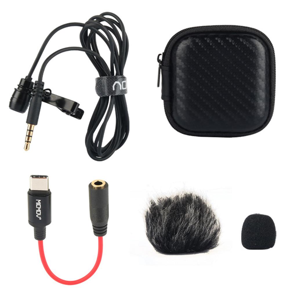 Micrô gắn ve áo Lavalier đa hướng Một đầu với kính chắn gió bằng lông xốp Hộp đựng 3,5 mm Đầu cắm TRRS