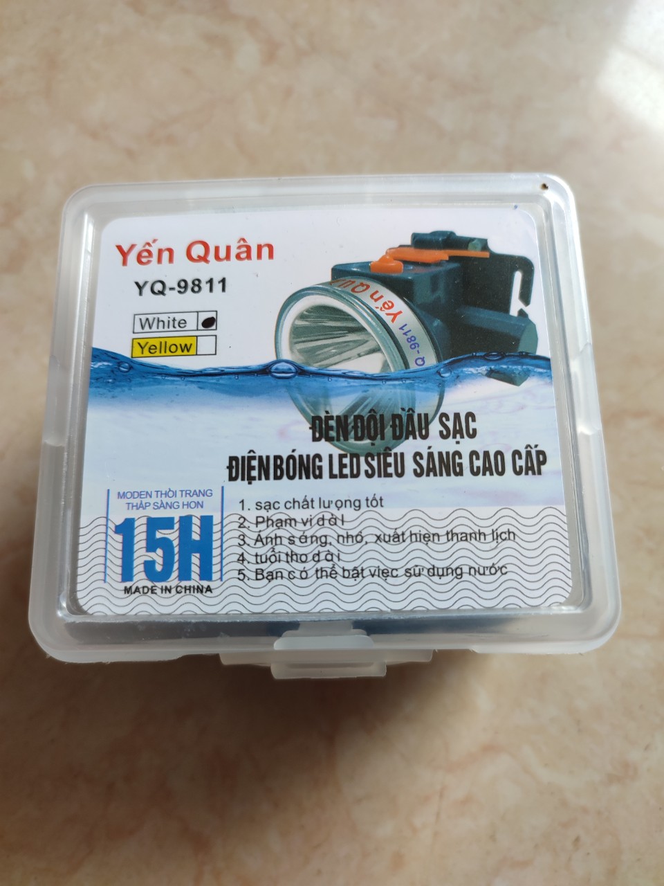 Combo 05 Cái Đèn đội đầu sạc điện Yến Quân YQ-9811 chống thấm nước, ánh sáng trắng