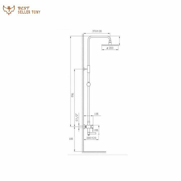 Bộ vòi sen tắm đứng mặt vuông INOX cao cấp - Best Seller Tony