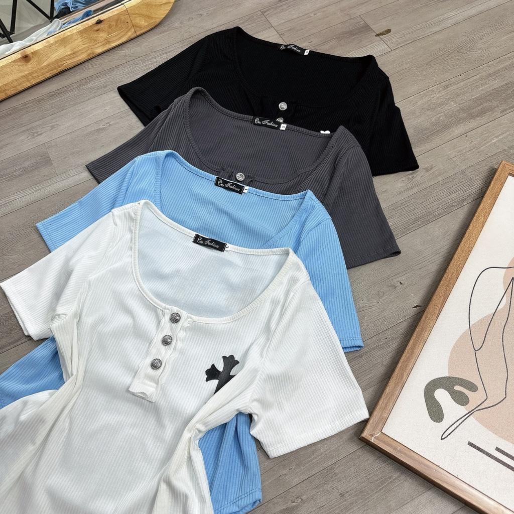 Áo croptop bigsize nữ tay ngắn trụ cổ may cách điệu bèo, Áo thun bigsize ngoại cỡ form rộng 58-95kg- G112