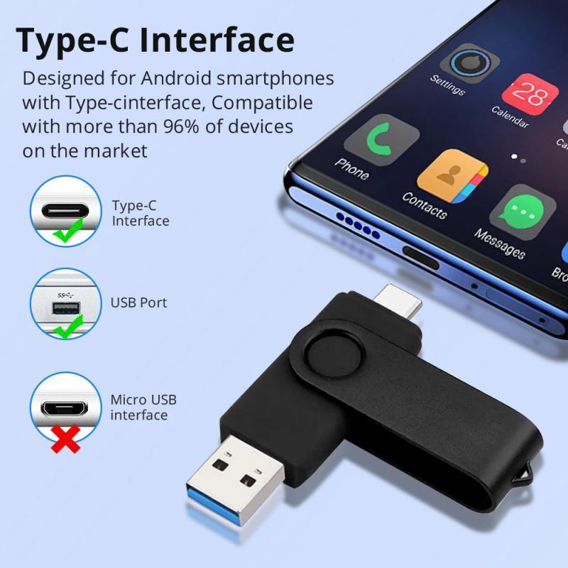 Ổ đĩa flash Fonken USB 2.0 loại C 2 trong 1 tốc độ cao 128GB 64GB 32GB 16GB