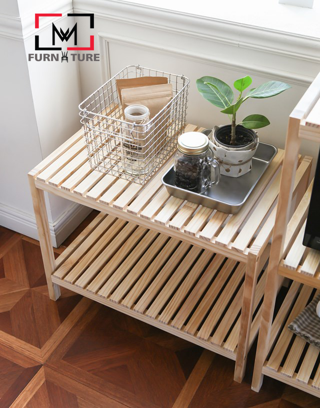 KỆ ĐỂ LÒ VI SÓNG 2 TẦNG HÀN QUỐC MÀU GỖ TỰ NHIÊN - OVEN RACK 2F NATURAL