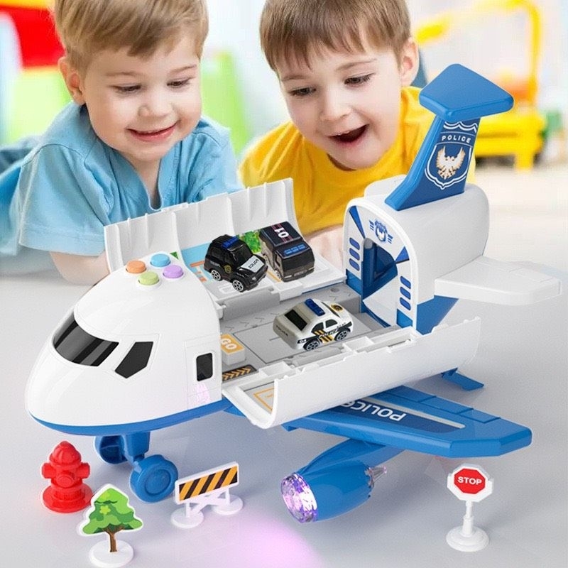 Mô hình máy bay biến hình cỡ lớn chở ô tô đồ chơi kèm phụ kiện cho bé, quà tặng sinh nhật cho bé