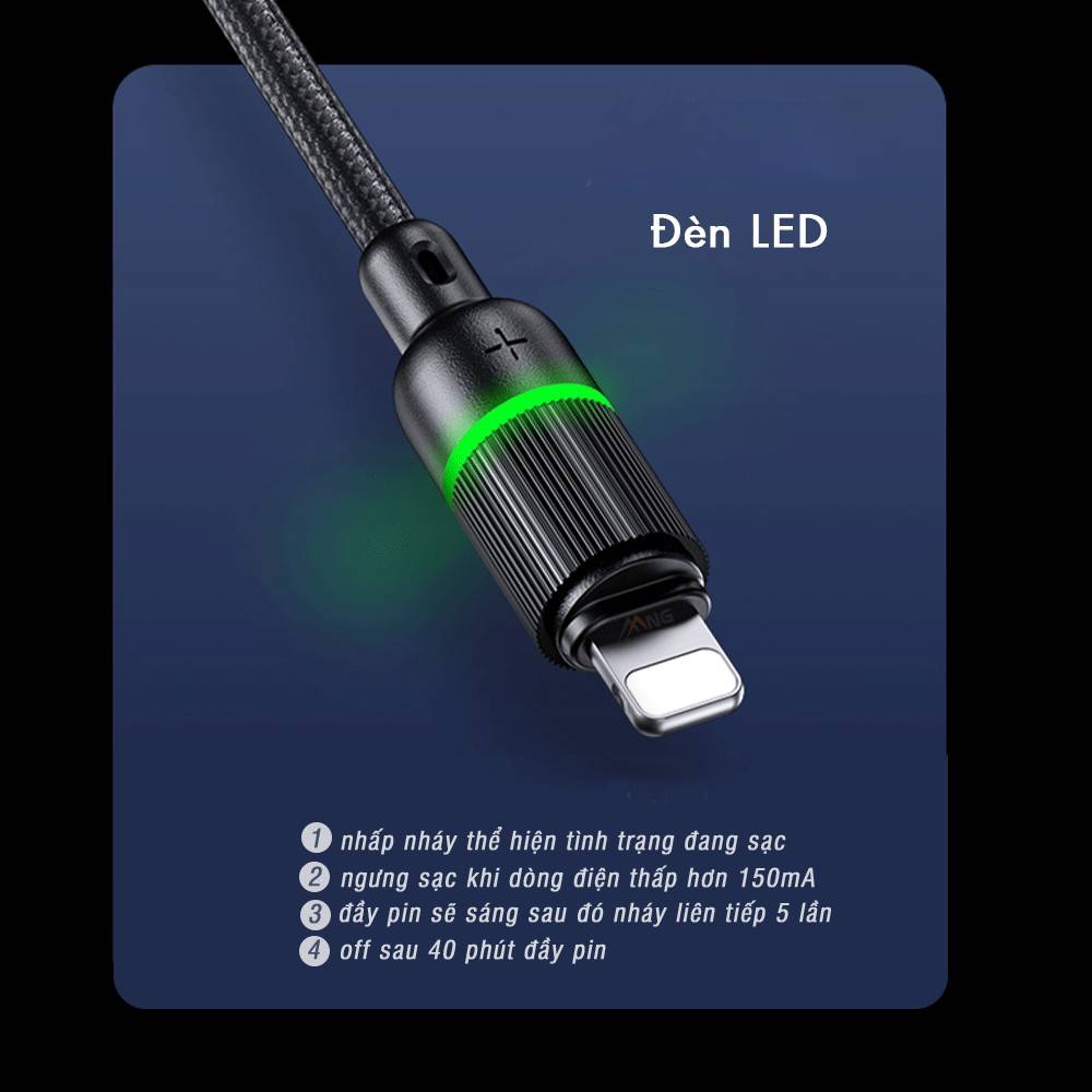 Dây cáp sạc nhanh 2.4A tự ngắt Lightning hiệu ROCK R10 hỗ trợ truyền data tốc độ cao 480 Mbps cho iPhone / iPad - Hàng nhập khẩu