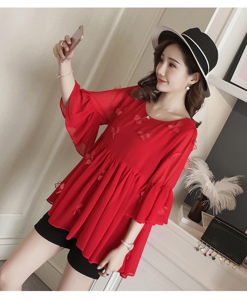 ÁO BẦU CHIFFON TAY LỬNG XÒE CHẤT VOAN CHIFON MỀM MÁT AB1241