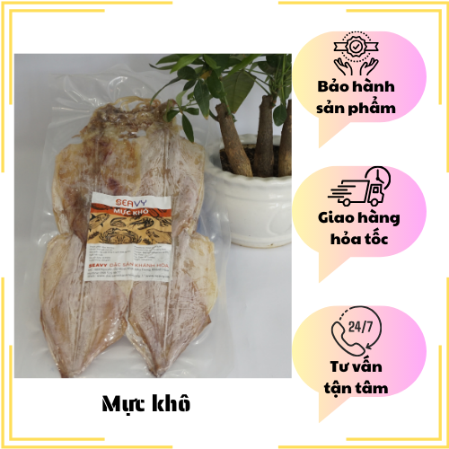 Đặc Sản Nha Trang - Mực Khô Lớn Loại 1 Size 12 Con/kg Seavy Gói 500G