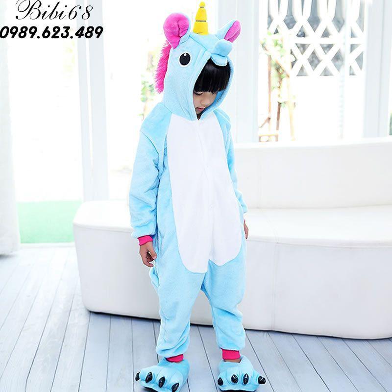 Bộ Đồ hình thú liền thân lông mịn Pijama dành Cho Người Lớn và Trẻ Em Hoạt Hình Cosplay