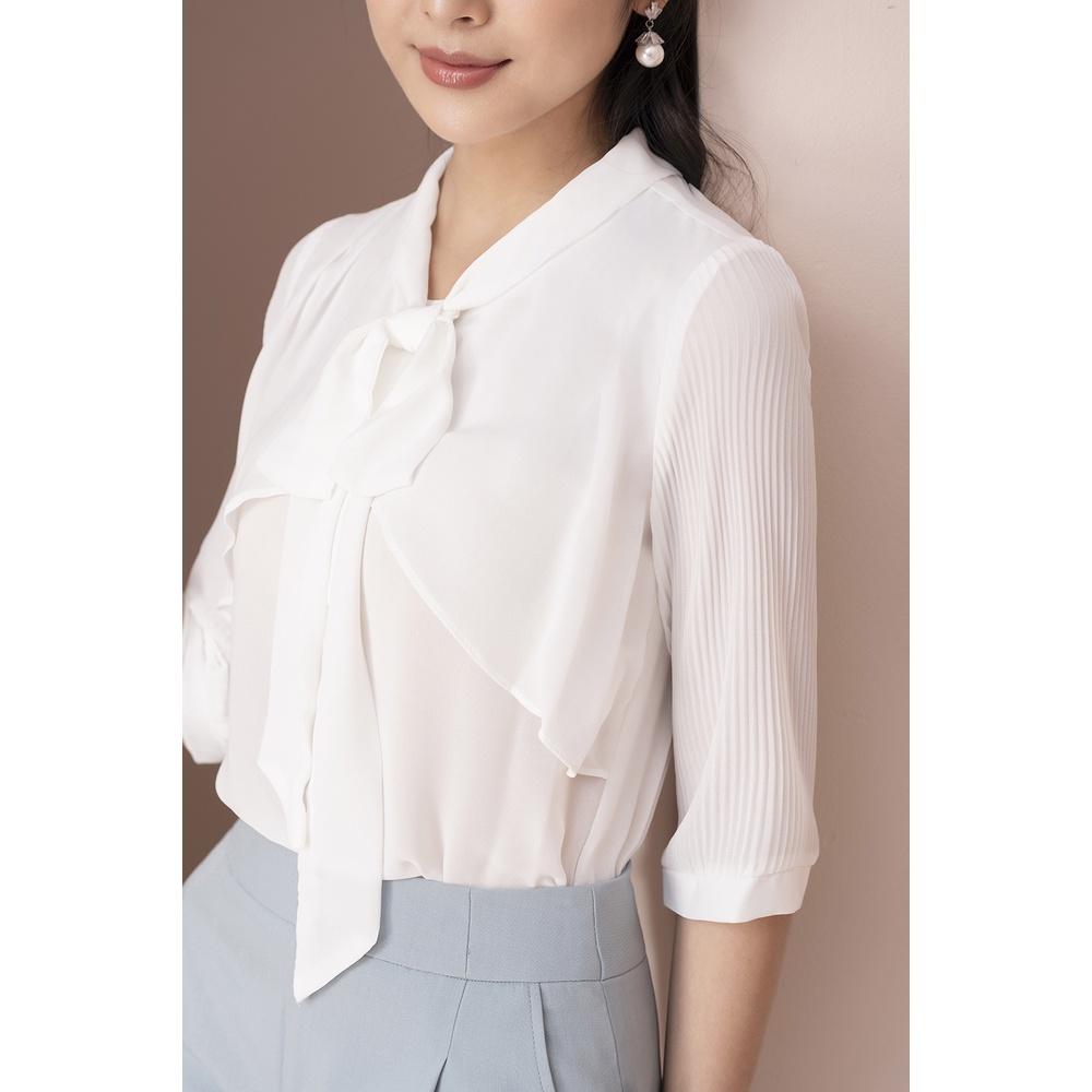 Áo Sơ Mi Nữ Tay Lỡ LUPERI LFSM1210 Cổ Cách Điệu, Chất Voan Hàn Mỏng Nhẹ, Thoáng Mát