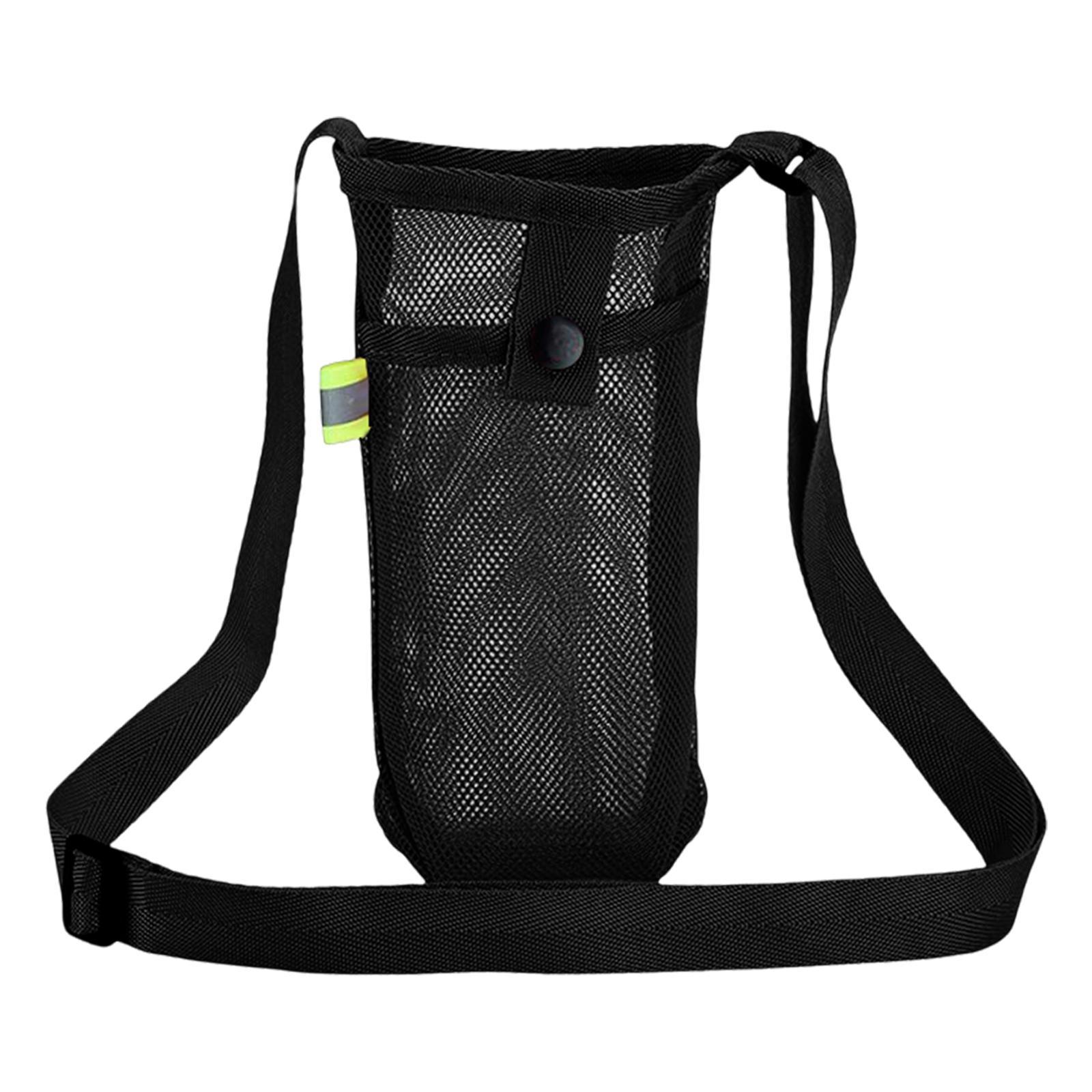 Mesh Nylon Water Bottle Holder Carrier Bag Pouch Black