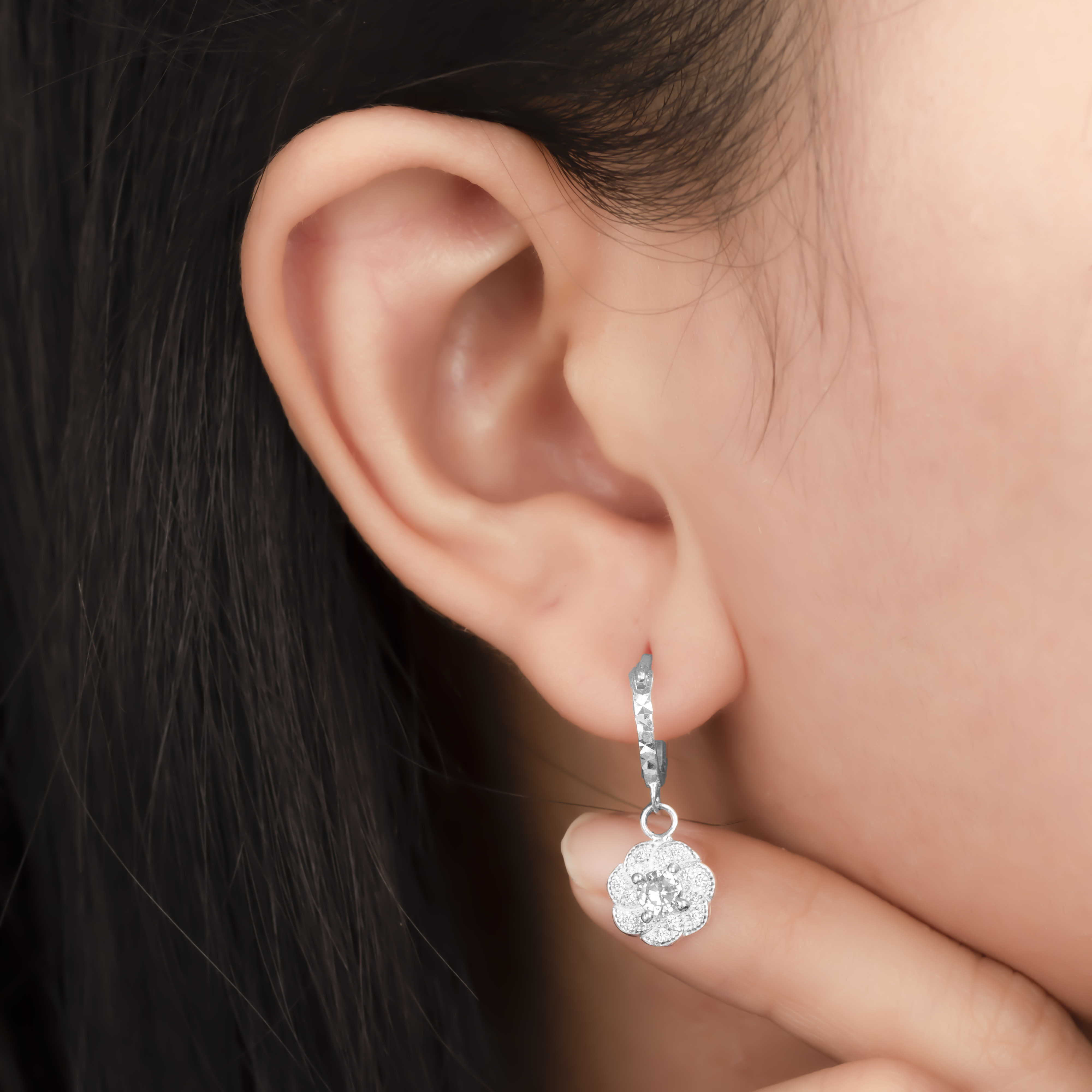 Bông Tai Nữ Kiểu Dáng Hoop Bạc 925 ADJ Jewelry Cao Cấp - SB47176