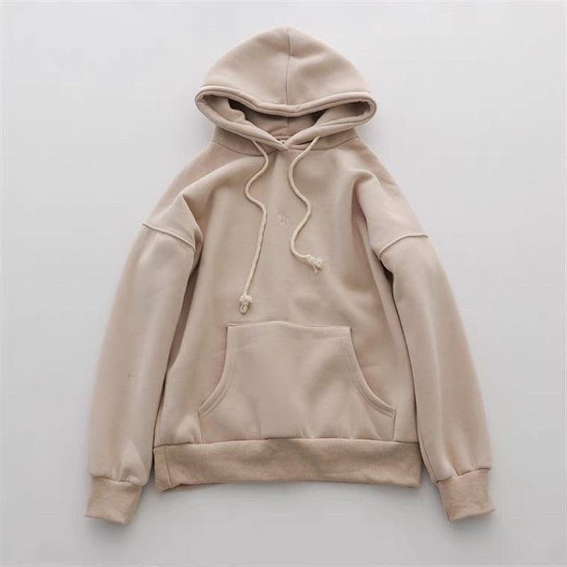 Áo Hoodie Basic Thêu Hình Ngôi Sao Chất Nỉ Bông Dày Dặn Oversize Cho Cả Nam Và Nữ