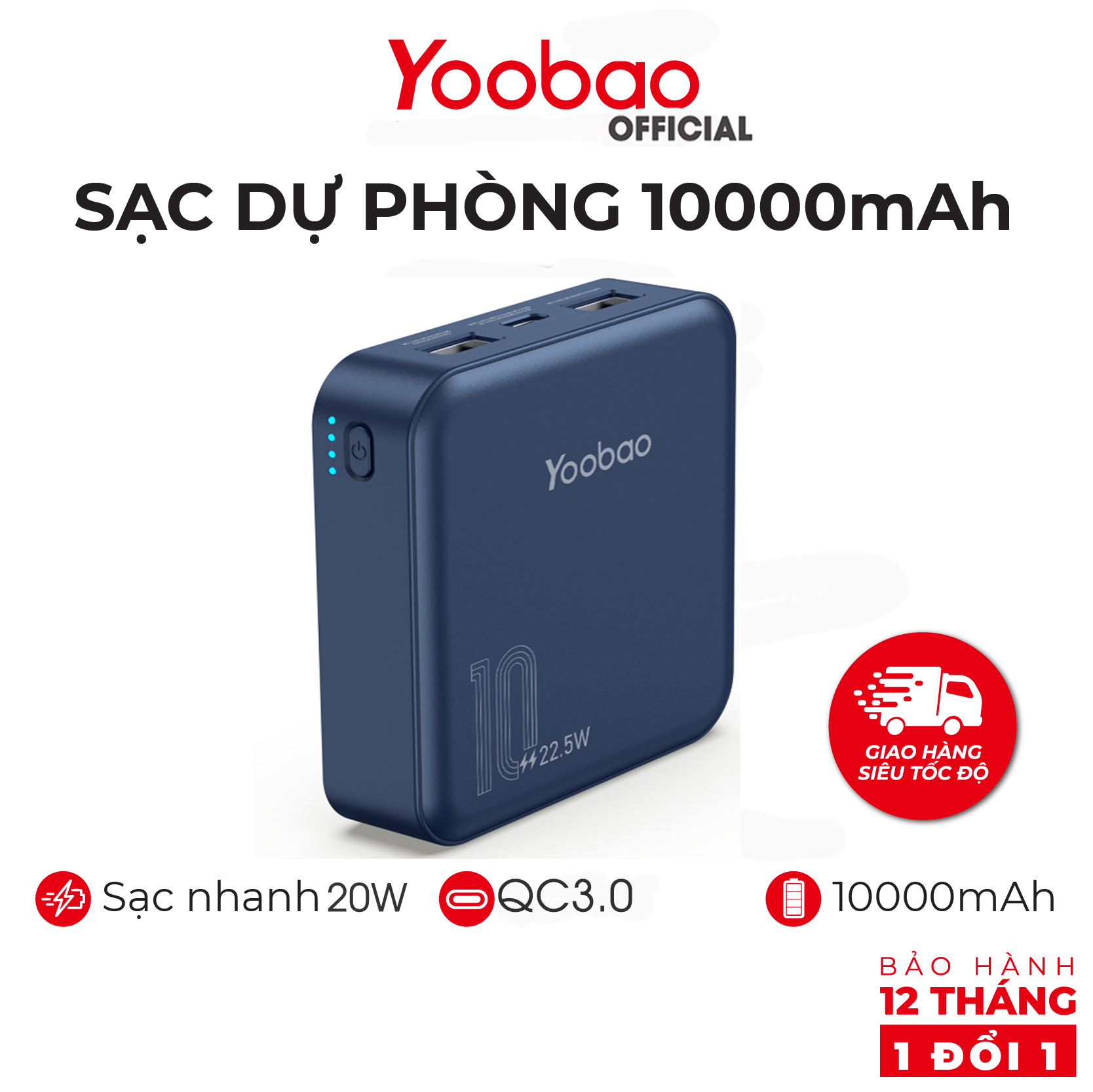 [HÀNG CHÍNH HÃNG] Pin sạc dự phòng Yoobao M4PD 10000mAh, sạc nhanh 20W, QC3.0 - Bảo hành 12 tháng - Màu xanh lá