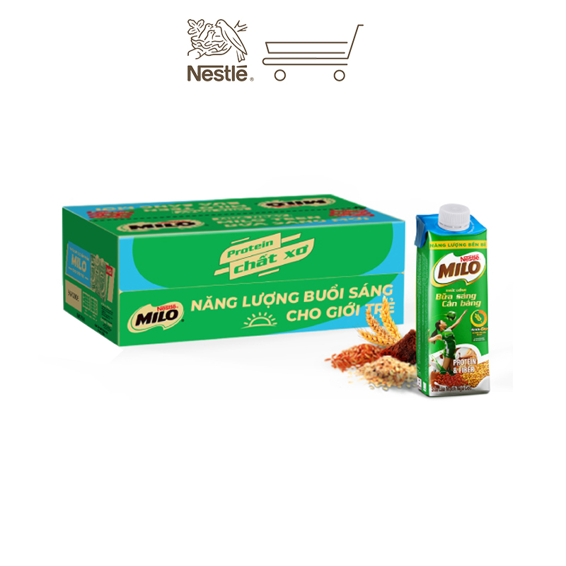 Thùng 24 hộp sữa lúa mạch Nestlé MILO Teen Bữa Sáng 200 ml