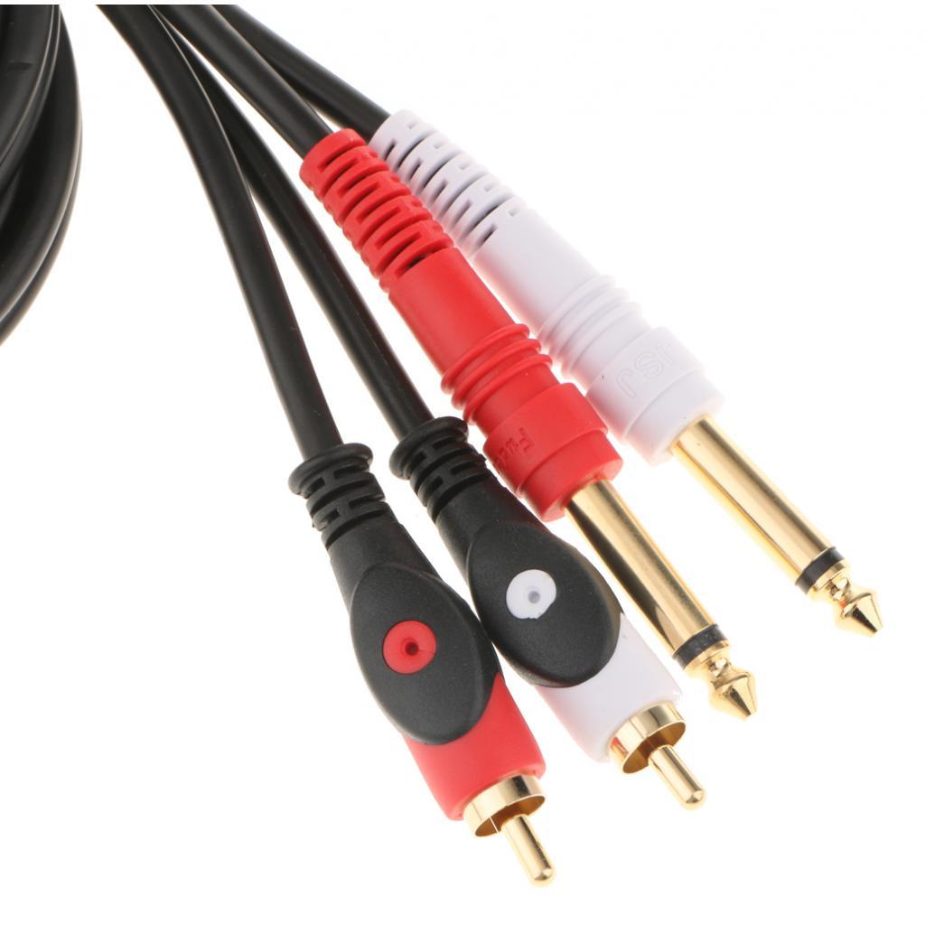 Dual RCA To Dual 6.35mm 1/4" Mixer Console Amplifier Audio Adapter Cable