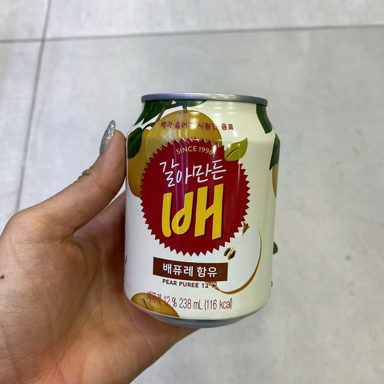 Nước Trái Lê Nghiền Crushed Pear Hàn Quốc Lon 238ML/ 해태음료) 갈아만든 배 238ML