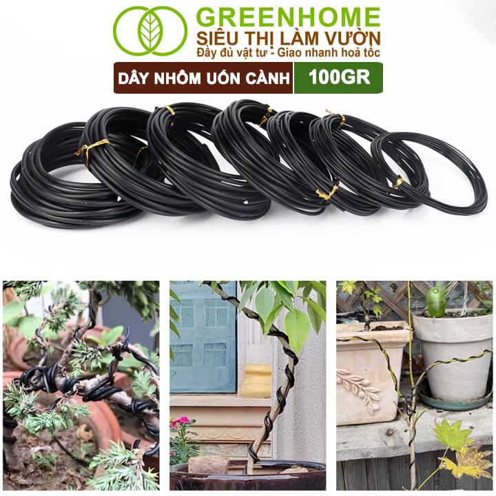 Dây Nhôm Uốn Cây Cảnh Bonsai GreenHome, Cuộn 100Gr, Mềm Dẻo Dễ Uốn, Đủ Loại Kích Thước