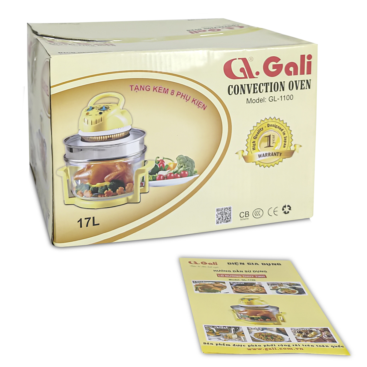 Lò nướng thủy tinh đa năng Gali GL-1110 17 lít 1300w, hàng chính hãng bảo hành 24 tháng, tặng kèm 10 phụ kiện tiện lợi.