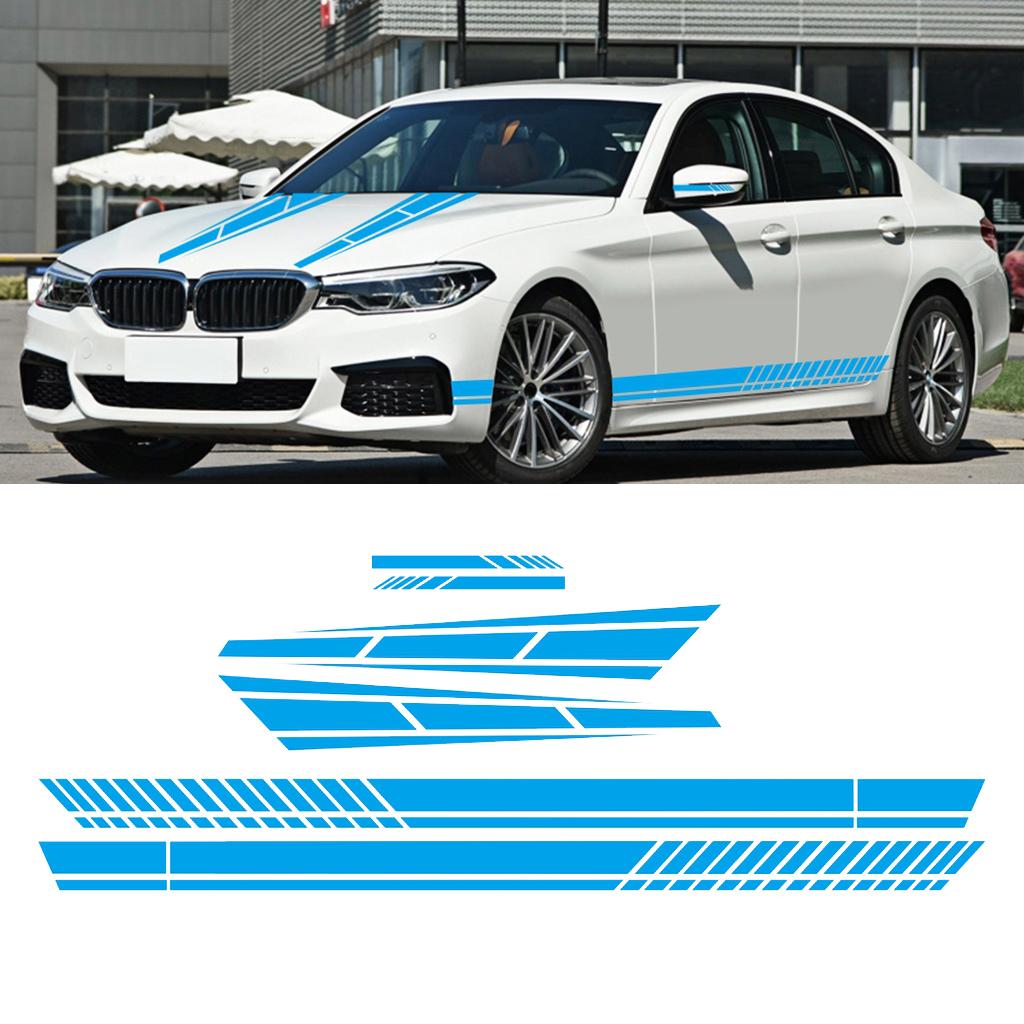 6PCS Long Stripe Graphics Car Racing Side Body Hood Mirror Decals