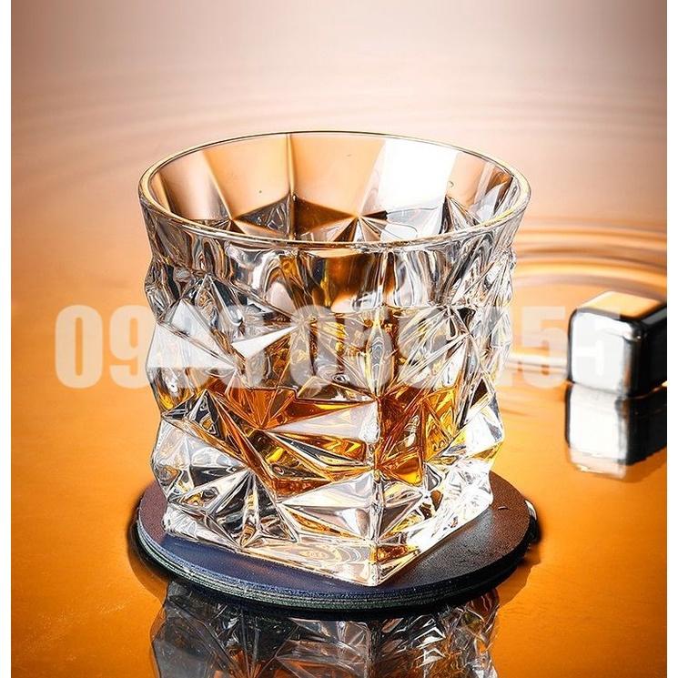 Bộ 6 Ly thủy tinh uống nước cao cấp 300ml, cốc uống whisky Xéo sang trọng