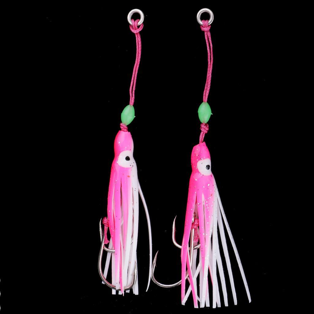 Squid Jig Fishing Lure Saltwater Bait Octopus Skirt w/Steel Hooks