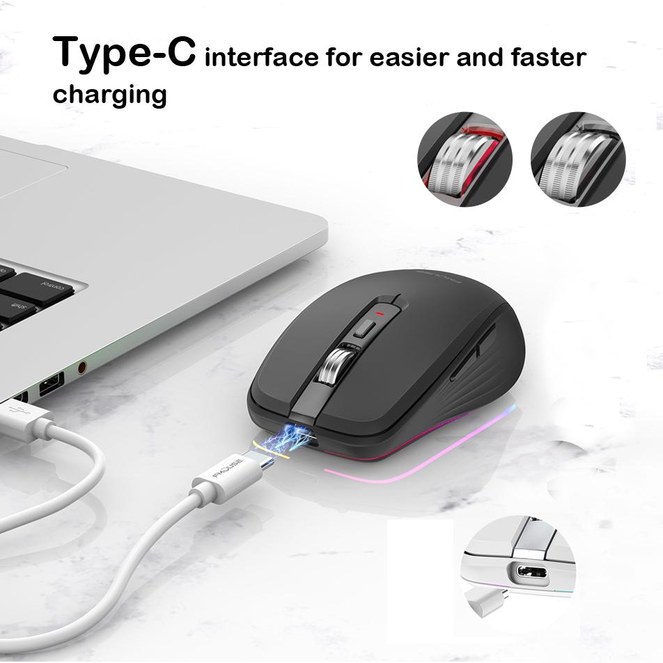 M303 Loại Chuột Không Dây-C Bluetooth & 2.4G Hai Chế Độ Sạc RGB Với USB Đầu Thu 4 Cấp Độ DPI Có Thể Điều Chỉnh Âm Lượng