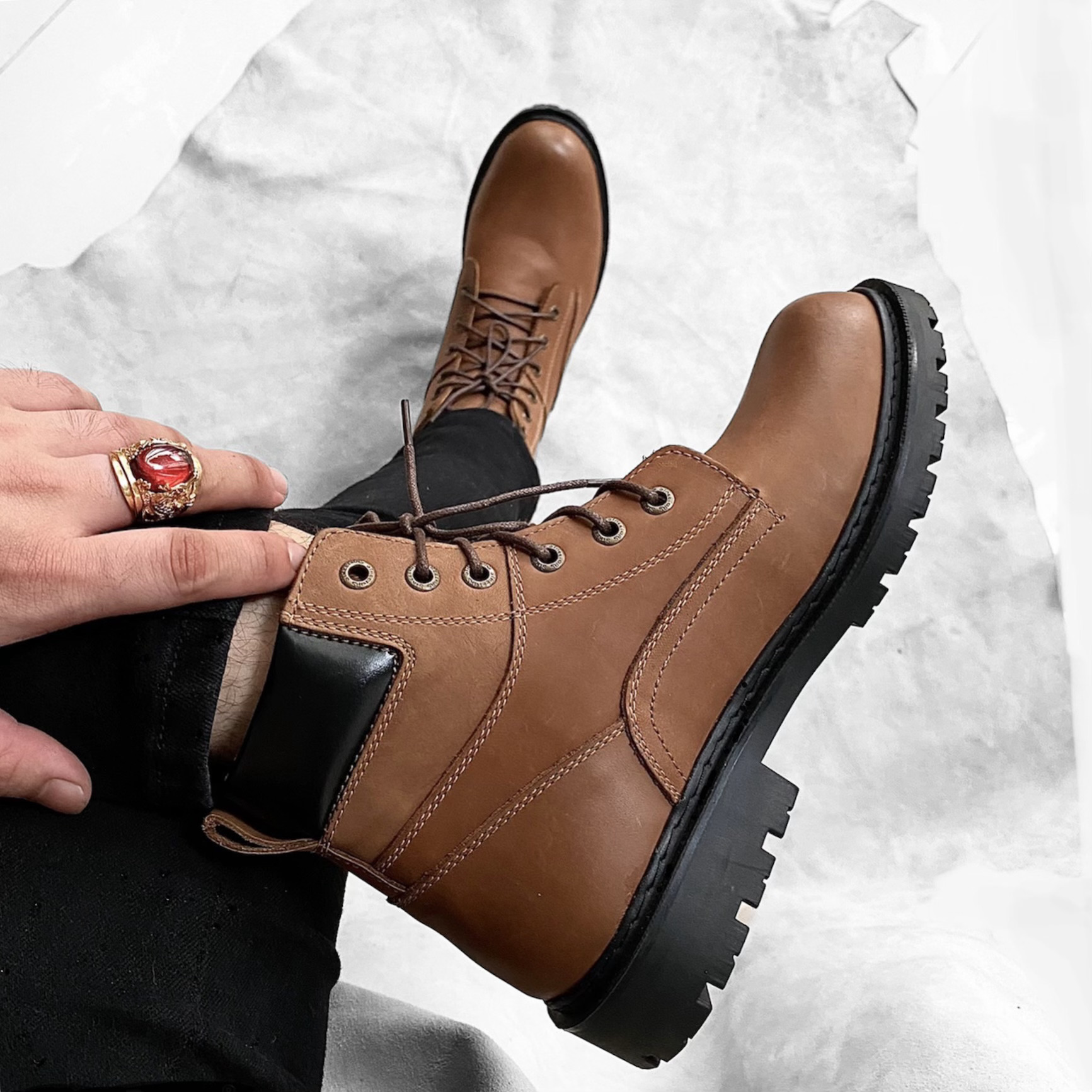 Giày da nam cao cổ Boots nam TEFOSS HN612 vàng bò cá tính và sành điệu làm từ da bò thật size 38-44