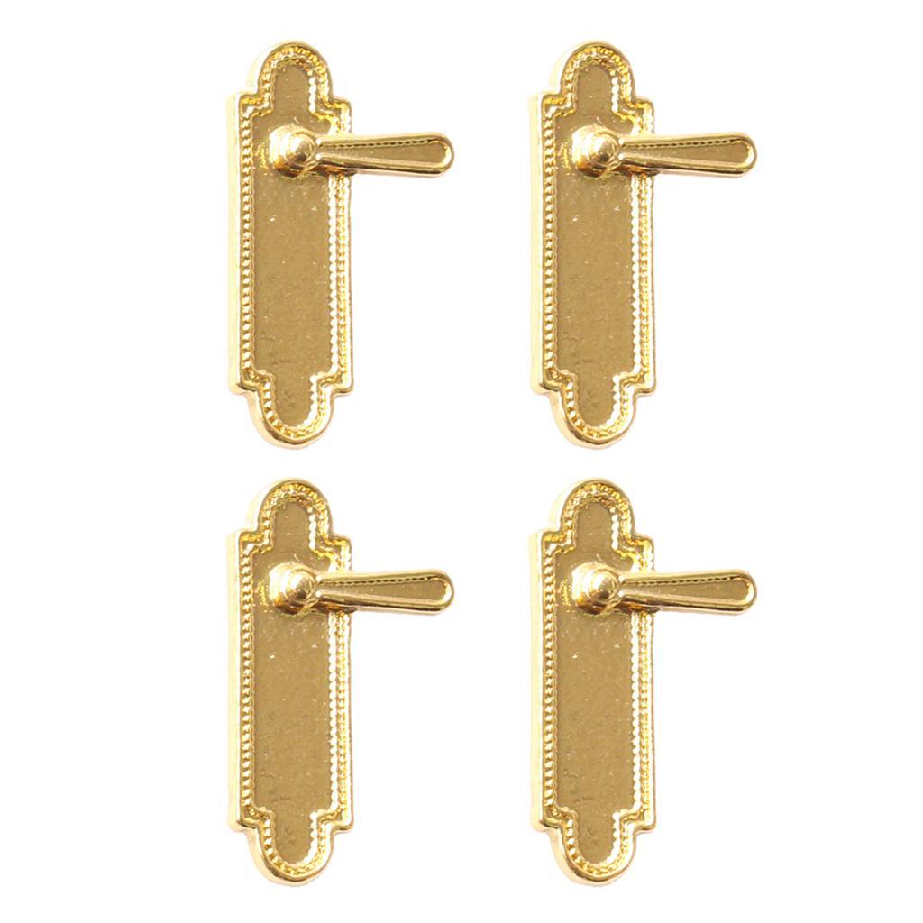 4 Pieces Dollhouse Miniature Alloy Door Locks 1/12 Dolls House Accessories