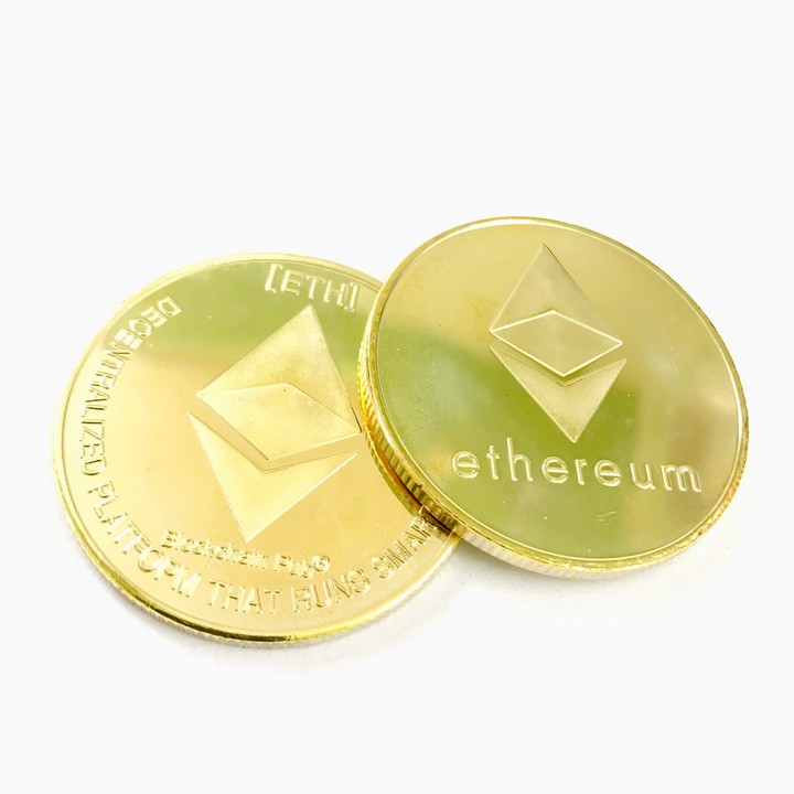 Xu kỷ niệm Ethereum Vàng Dùng để sưu tầm, giải trí trang trí bàn sách, bàn làm việc, làm quà tặng dễ thương ý nghĩa, kích thước 4cm, màu vàng - TMT Collection - SP005310