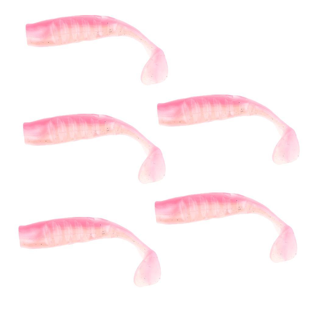 5x Artificial T Tail Crankbait Soft Jig Fish Baits Swimbait Hook Tackle for Saltwater Freshwater Bass Trout Walleye