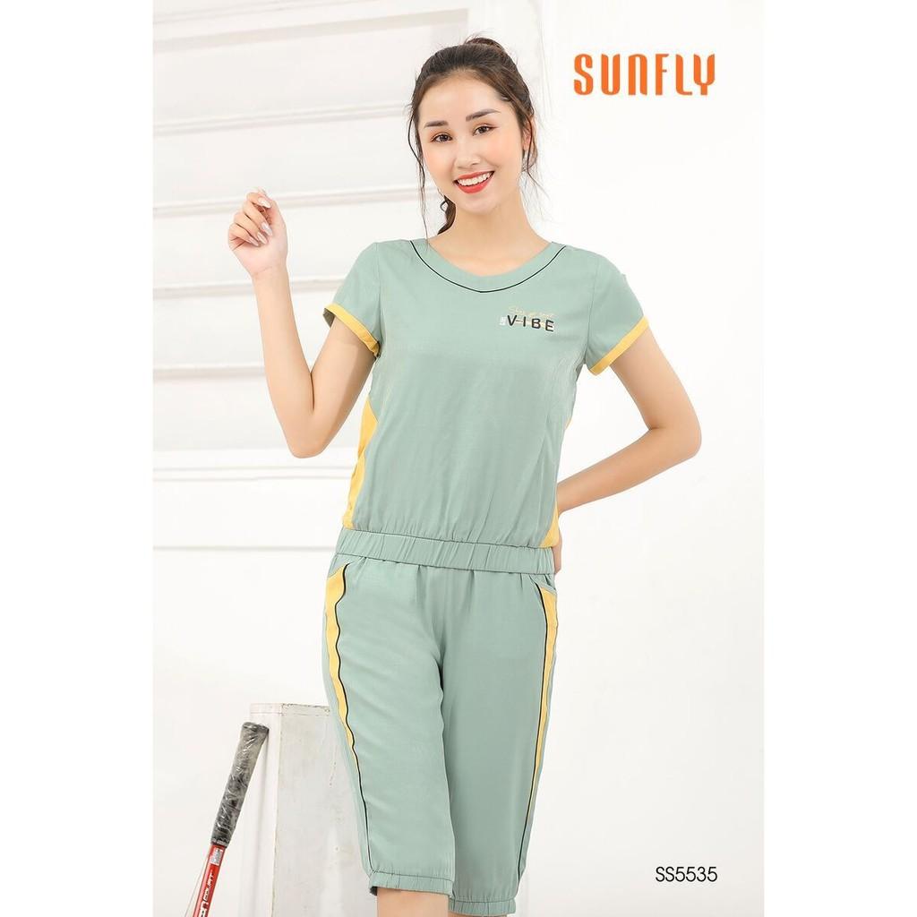Bộ đồ thể thao đũi Sunfly, áo tay cộc quần lửng SS5535