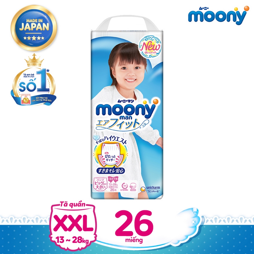 Tã quần cao cấp Moony XXL26 dành cho bé gái