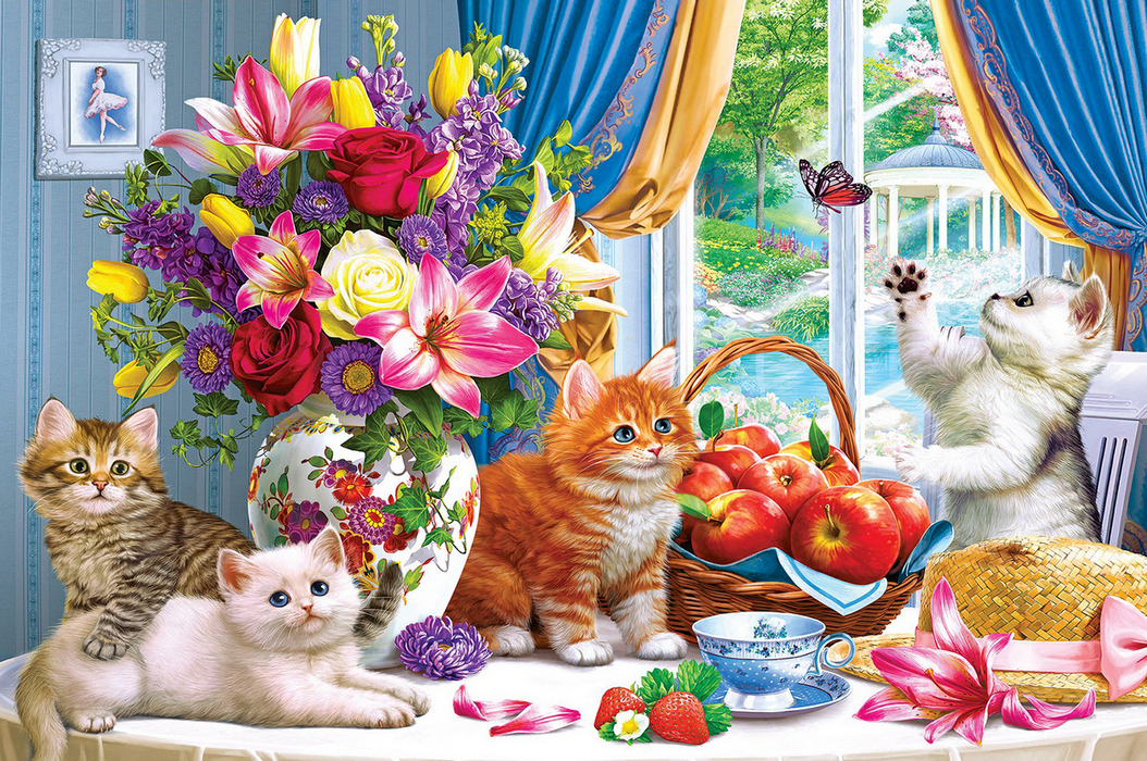 Tranh Xếp Hình Random Cut 750 Mảnh Minh Châu – Cute Kittens (40x60cm)