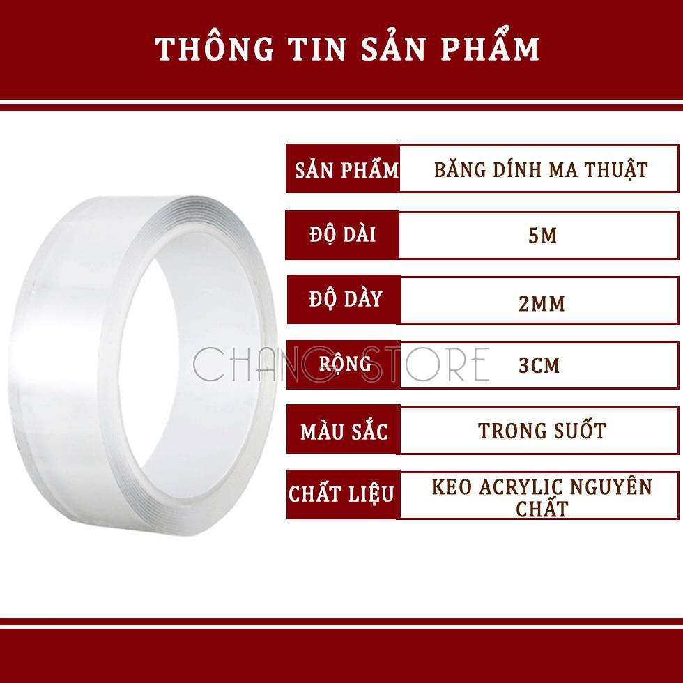 Băng Dính Ma Thuật 2 Mặt Trong Suốt Nano 5M Siêu Tiện Lợi