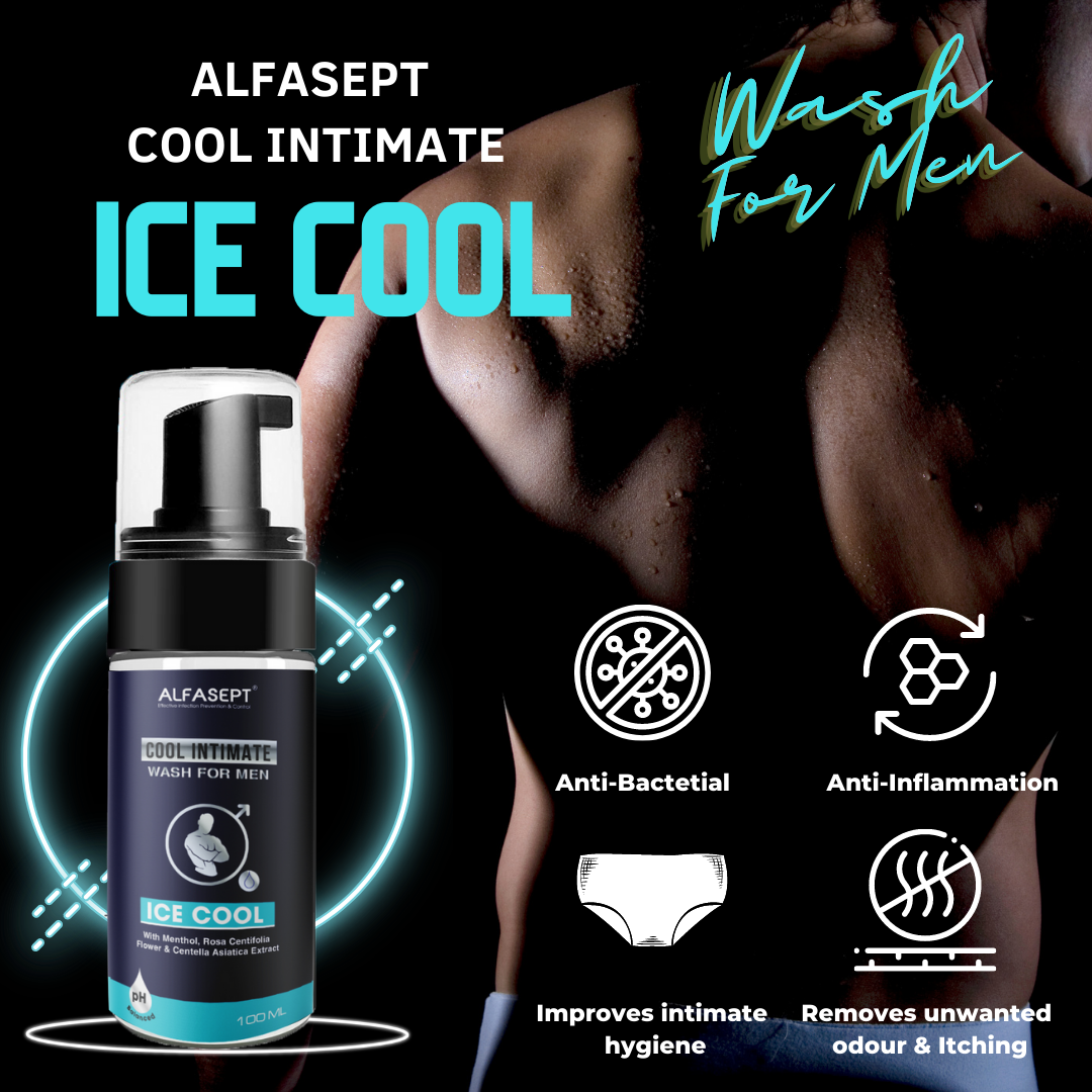 Bọt vệ sinh nam ALFASEPT Intimate Wash For Men ICE COOL- Dung dịch tạo bọt chai 100ml