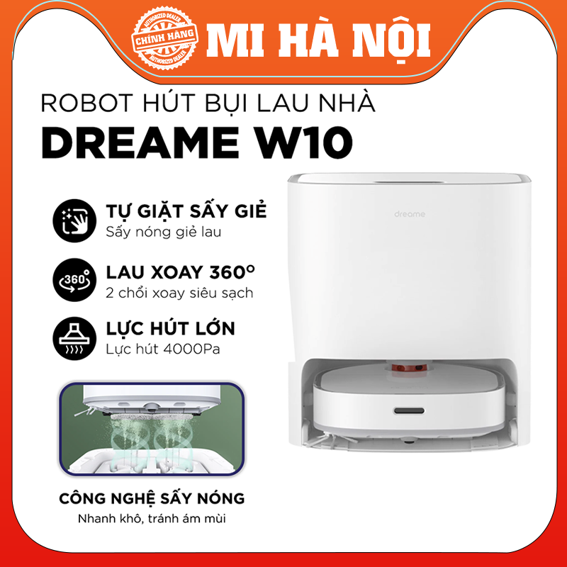 Robot Hút Bụi Lau Nhà Dreame Bot W10 / W10 Pro– Tự Động Giặt Giẻ, Sấy Khô - Hàng chính hãng