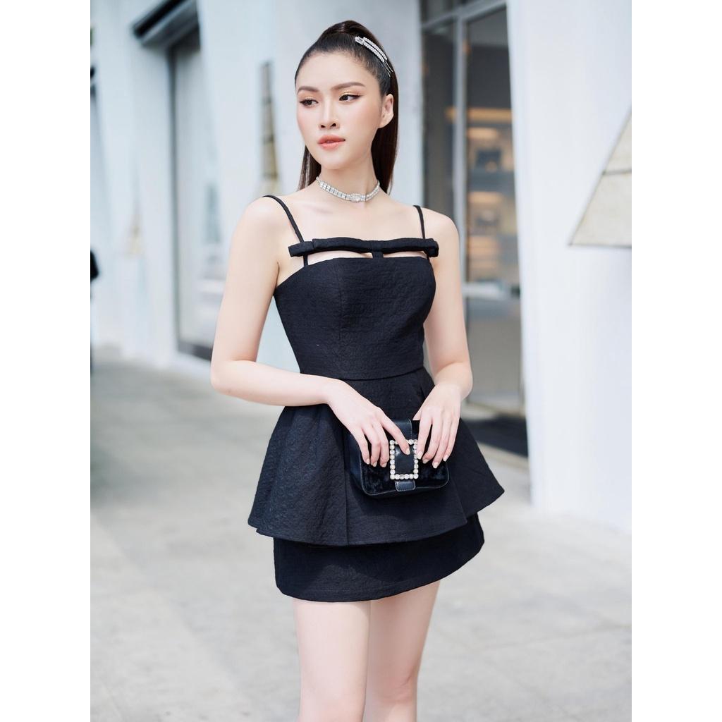 RECHIC Áo Simona kiểu hai dây mảnh xếp ly ở eo sang trọng trẻ trung phù hợp đi tiệc