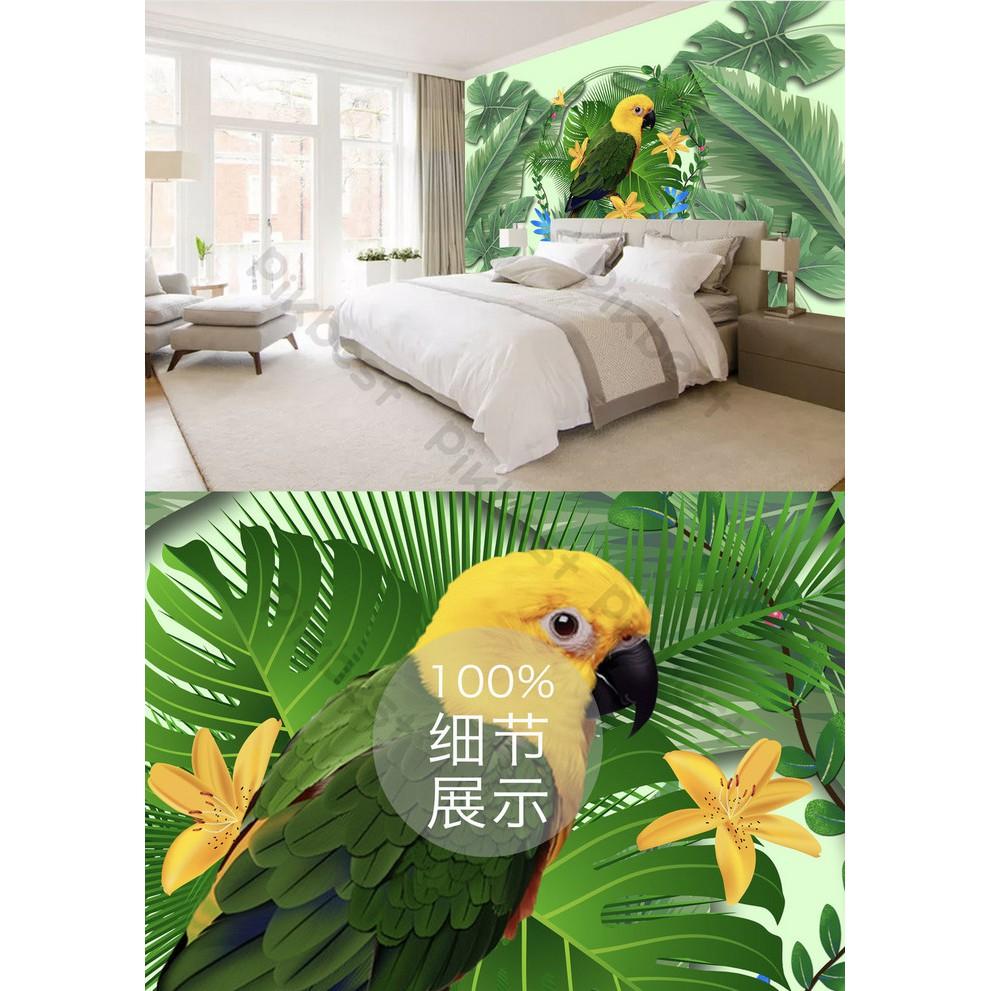 Tranh dán tường 3D siêu nét Vẹt Nam Mỹ MS02