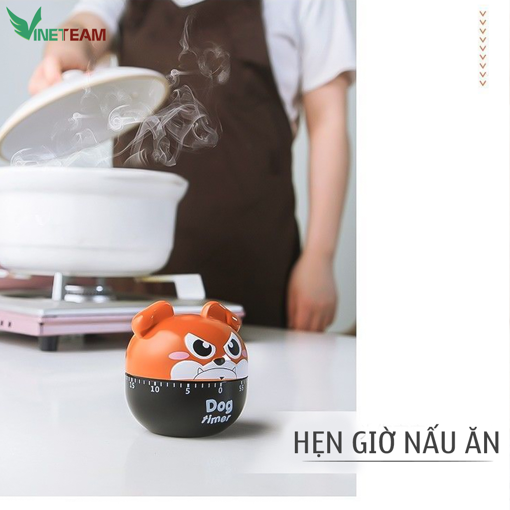 Đồng Hồ Bấm Giờ Đếm Ngược Báo Thức Hẹn Giờ Nấu Ăn 60 Phút Hình Con Chó Siêu Đáng Yêu