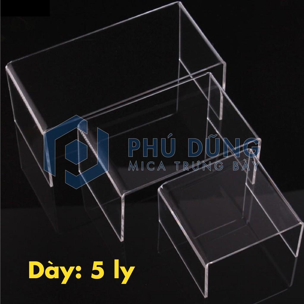 Bộ 3 Kệ Mica TRONG SUỐT DÀY 5 LY Trưng Bày Bóp Ví Nam/Nữ Kiểu Chữ U