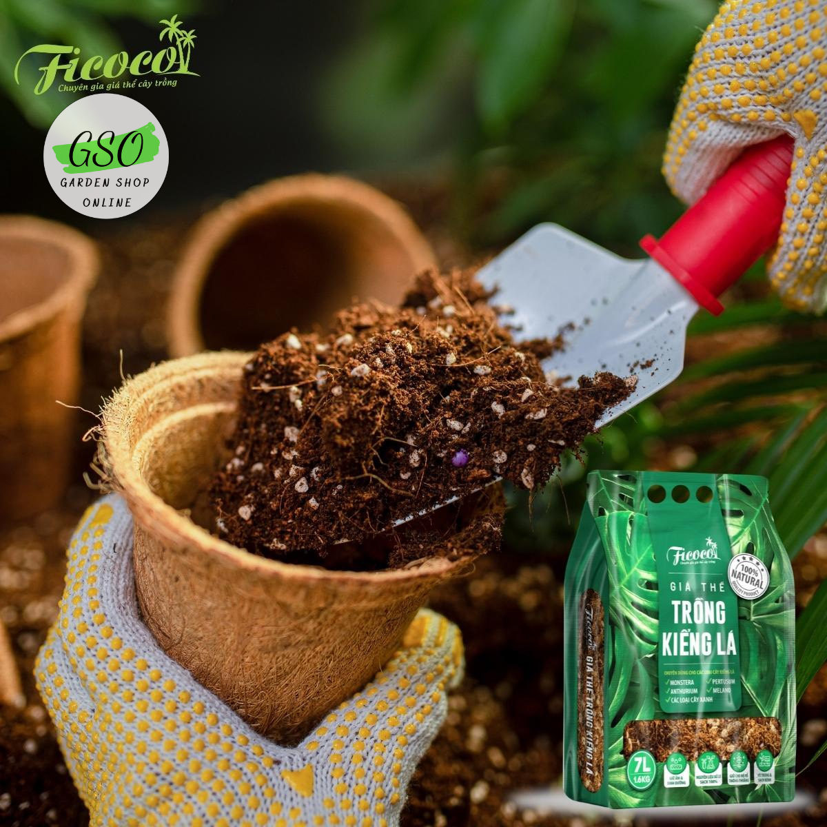 ĐẤT TRỒNG - GIÁ THỂ TRỒNG KIỂNG LÁ 7L 1.6KG - FICOCO
