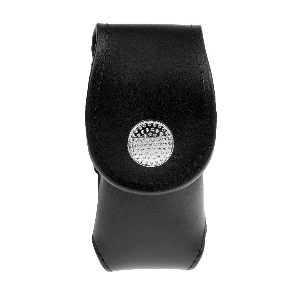 2x Portable Leather Golf Ball Holder Pouch Tees Tool Storage Bag Black