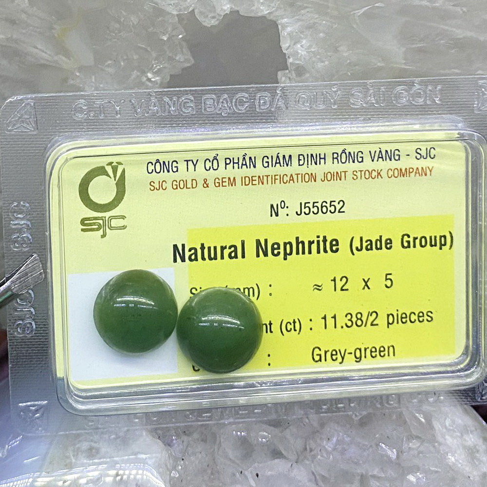 Cặp Đá Ngọc Bích Nephrite Thiên Nhiên Kiểm Định - Đá Phong Thuỷ Tự Nhiên