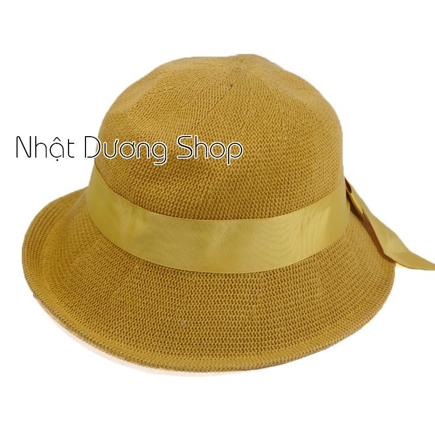 Nón bo nữ vành nhỏ siêu dễ thương -Gồm 2 màu:Vàng và đen nón phù hợp cho các bạn đi chơi hoặc du lịch